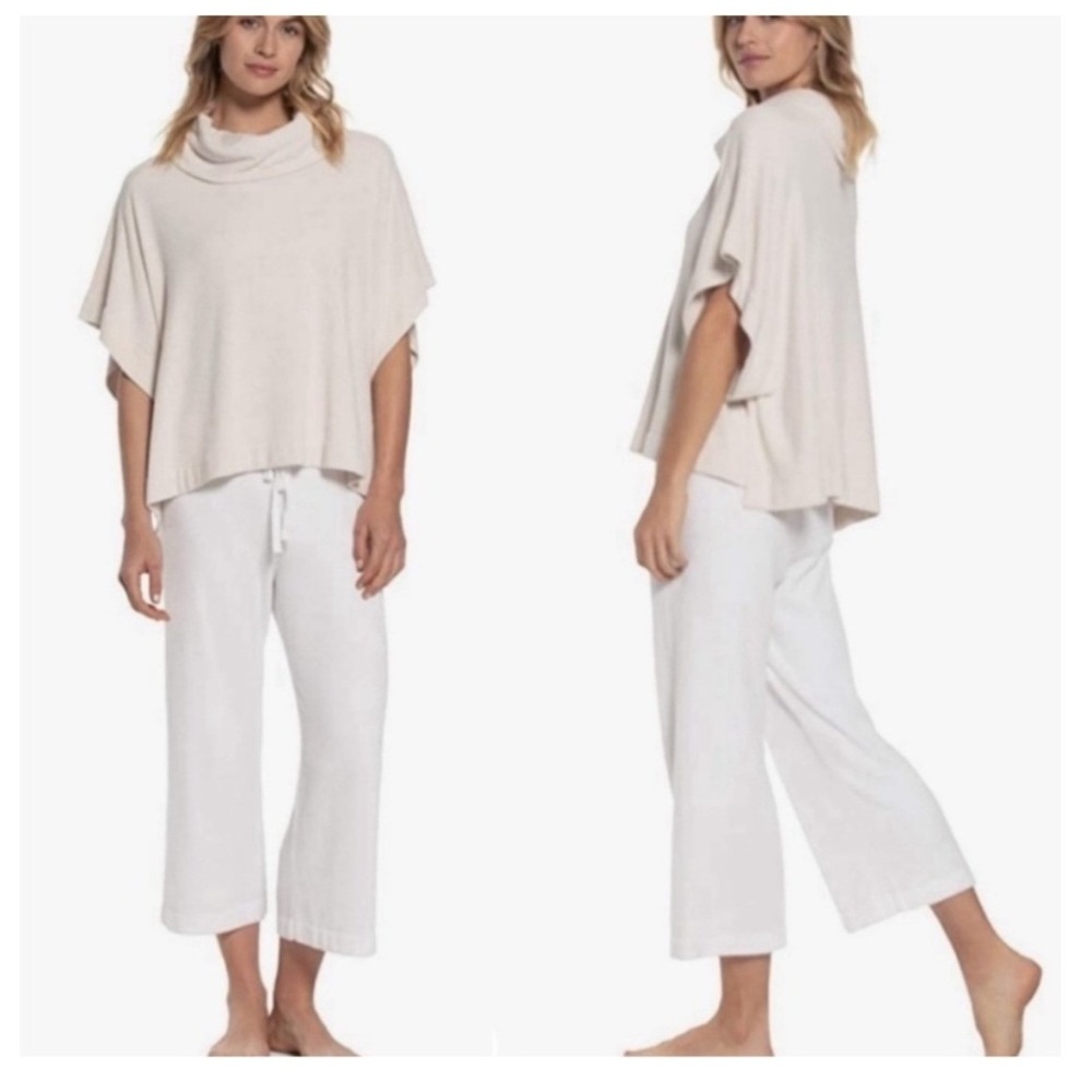 Barefoot Dreams Sweater Poncho Cowl CozyChic Ultra Lite Pearl Ivory Small/Med